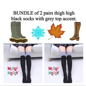 BUNDLE of 2 pairs of grey&black thigh high socks